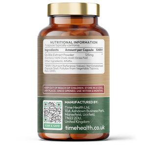 Ox Bile Acid Salts - 125mg x 120 Capsules - Premium Grassfed Source - Natural Support After Gallstones & Other Gallbladder Issues