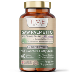 Saw Palmetto – 45% Fatty Acids – Premium Brand USPlus Derm ® – Hair Loss Support – 60 Capsules