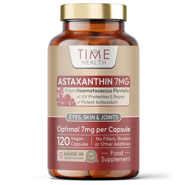 Astaxanthin - 7mg Optimal Dose - 120 Capsules - Super Antioxidant - UV Protection - Haematococcus Pluvialis - 100% Pure Natural Bioavailable 4 Month Supply - UK Manufactured - Zero Additives