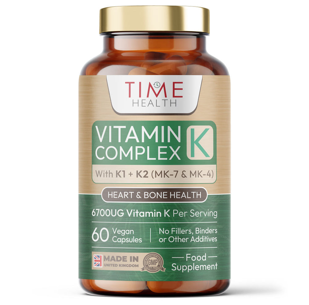 Vitamin K Complex - Active Forms K1 + K2 (MK-7 & MK-4) - 6700μg per Serving - Heart & Bone Health - 60 Capsules