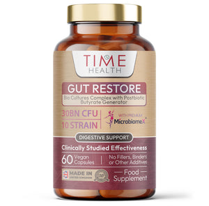 Gut Restore – 12 Strain Probiotic & Postbiotic Butyrate Generator – MicroBiomeX