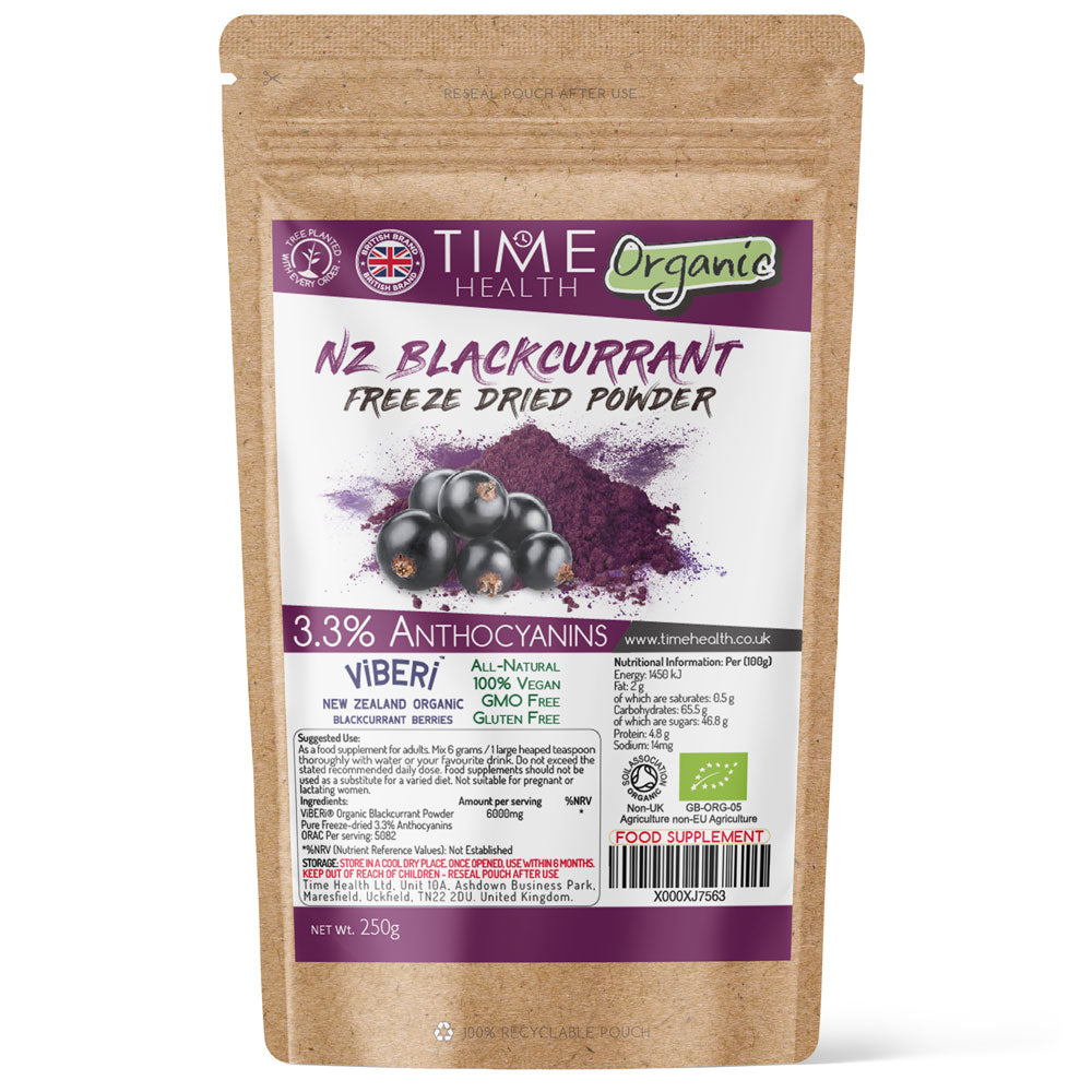 ViBERi® Pure Organic New Zealand Freeze-Dried Blackcurrant Powder 3.3% Anthocyanins