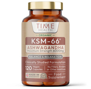 Organic KSM66® Ashwagandha - 10:1 Extract 6000mg Equivalent - 5% Withanolides - 4 Months Supply - 120 Capsules