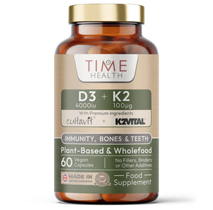 Vitamin D3 (4000IU) + K2 (100UG) - High Strength - Natural, Whole Food & Plant-Based - CULTAVIT® D3 (Cholecalciferol) - K2VITAL® K2 MK-7