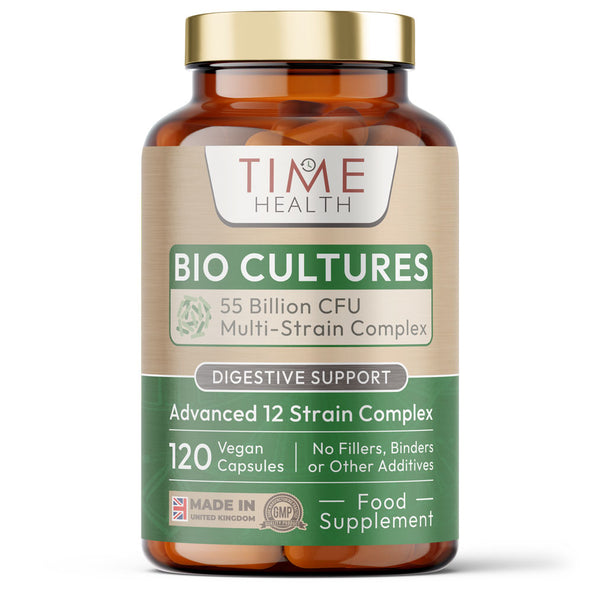 Bio Cultures – Digestive Support - 55 Billion CFU - Stomach Acid Resistant - Advanced Multi-Strain Probiotics Complex