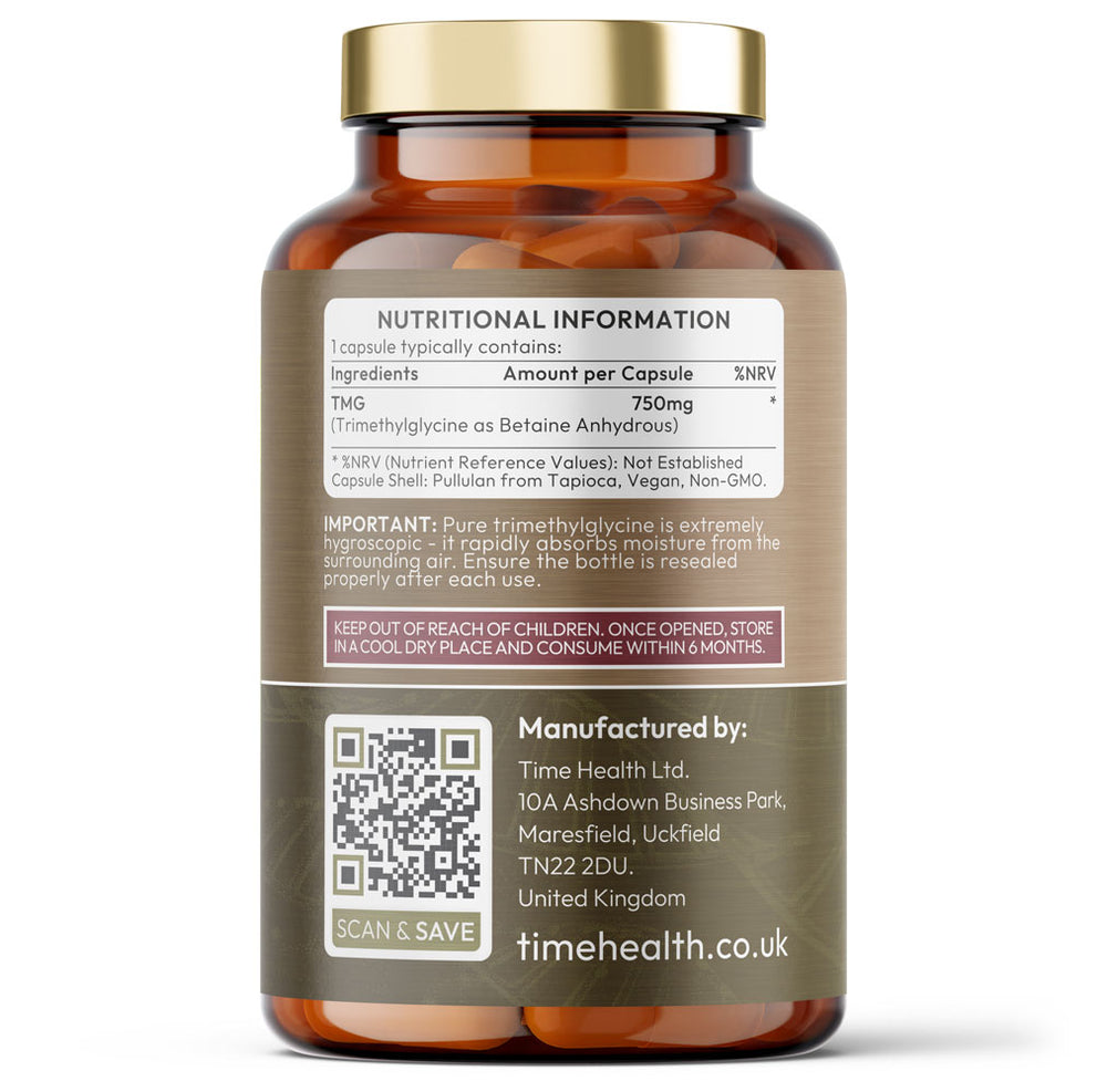 TMG (Trimethylglycine) - for Optimal Methylation & Homocysteine Levels - 600mg - Ultra Pure & High Strength