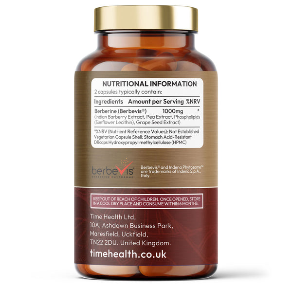 Berberine Phytosome® - 10X Enhanced Absorption - Clinically Proven Brand Berbevis® - Metabolism, Blood Sugar, AMPK Support