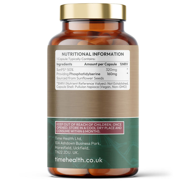 Phosphatidylserine - Naturally Derived from Sunflower Seeds - Premium Brand SunPS® - High Strength 160mg per Capsule