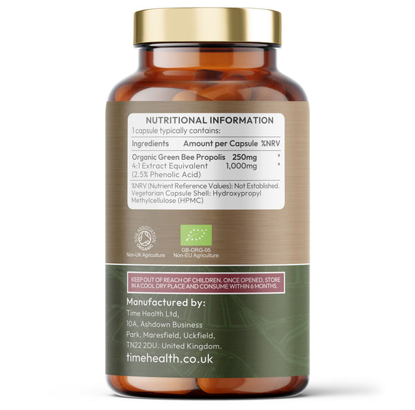 Organic Green Bee Propolis – High Strength 4:1 Extract – 1000mg – 2.5% Phenolic Acid – Rich in Artepillin C – Immunity, Inflammation & Longevity Support – Brazilian Source 
