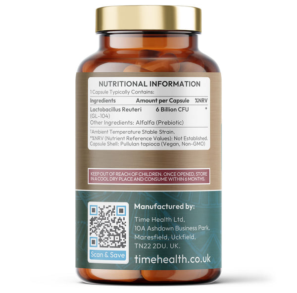 Lactobacillus Reuteri Probiotic – High Strength 6 Billion CFU – Research-Backed – Shelf Stable Strain of L. Reuteri – 90 Capsules