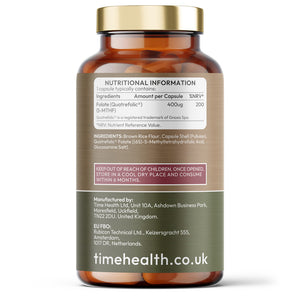 Methyl Folate - 400μg - Quatrefolic® - Active Folic Acid - 120 Capsules