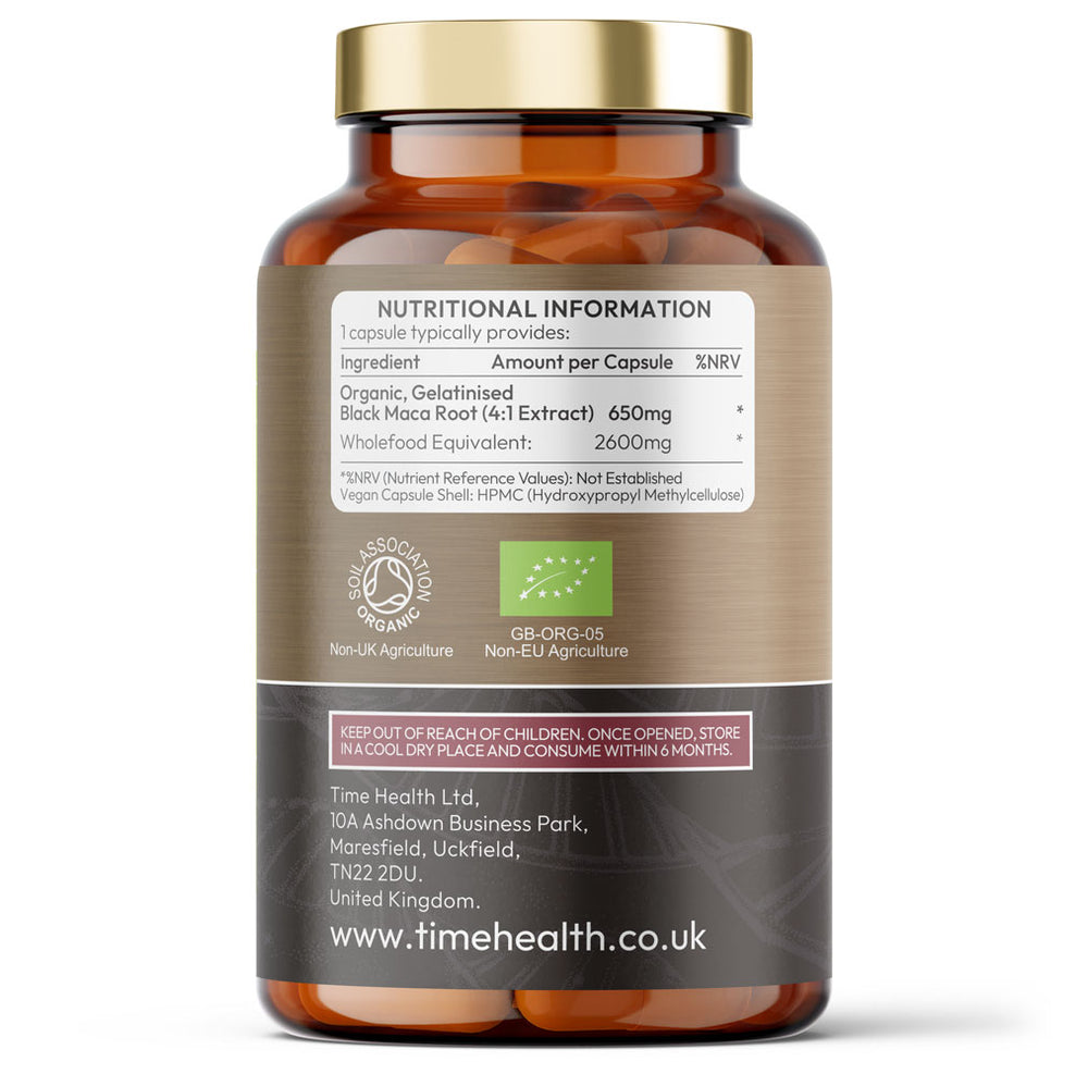 Black Maca Root - Soil Association Certified Organic - Capsules / Powder