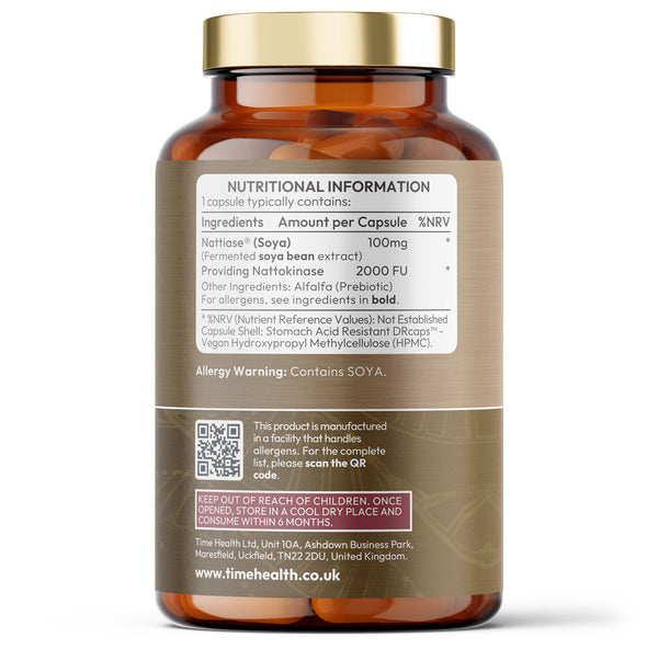 Nattokinase Capsules - Fermented Soya Extract - Nattiase® - 2000 FU / 100mg