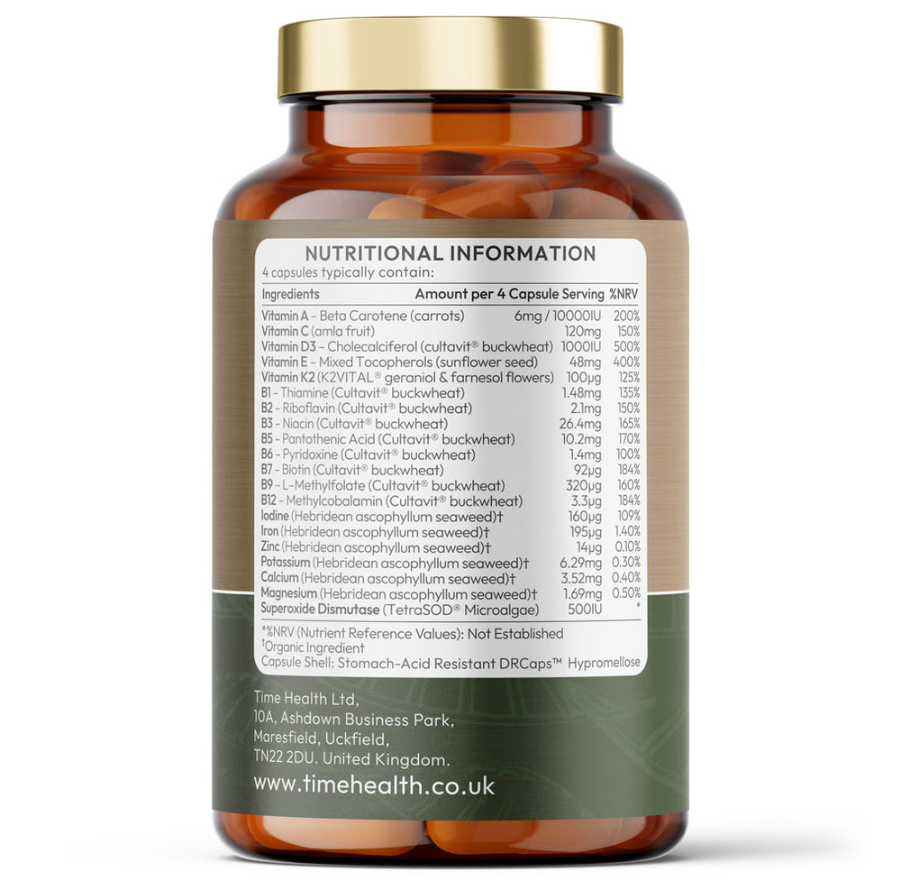 Whole Food Plant Based Multivitamin 100%+ NRV | 180 Capsules