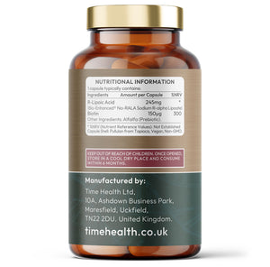 Bio-Enhanced® R-Lipoic Acid - 60 x 245mg Capsules - Stabilised & Highly Dosed Na-RALA - Biotin