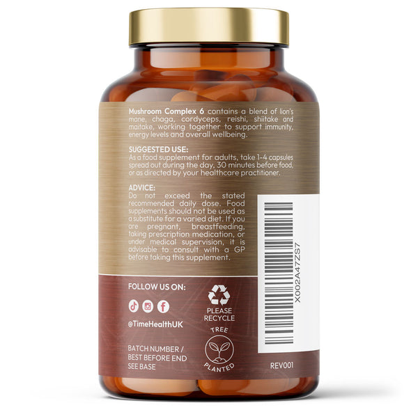 Mushroom Complex 6 - Lion's Mane, Chaga, Cordyceps, Shiitake, Reishi & Maitake