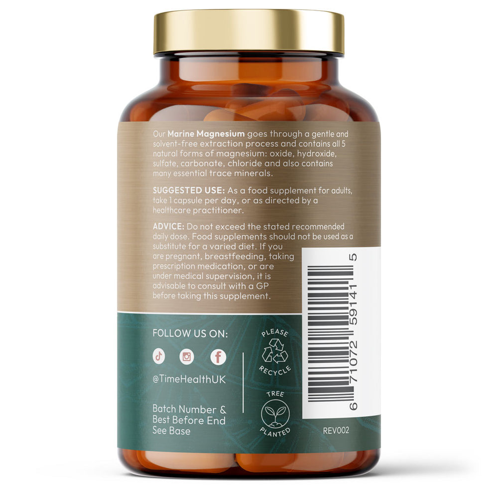 Marine Magnesium Purified Sea Water & Trace Minerals 308mg of Magnesium 120 Capsules