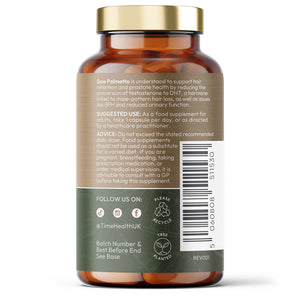 Saw Palmetto – 45% Fatty Acids – Premium Brand USPlus Derm ® – Hair Loss Support – 60 Capsules