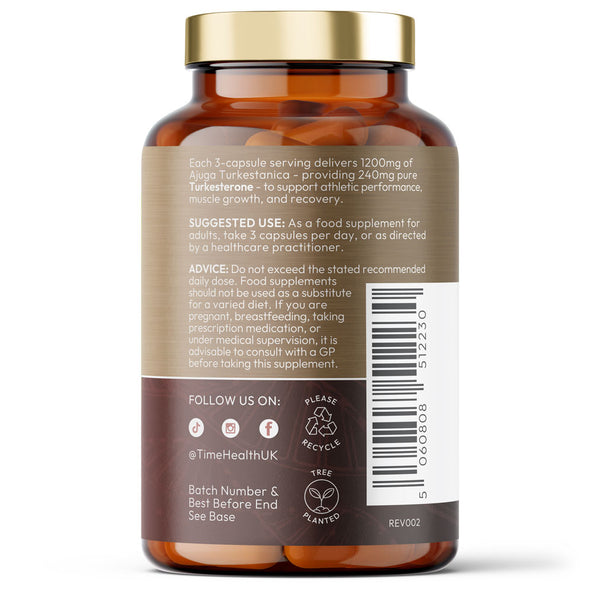 Turkesterone - 1200mg - Double Strength - 120 Capsules - Natural Ajuga Turkestanica Extract - Muscle Recovery & Strength Support - Performance Enhancer