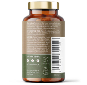 Organic Guava Leaf Extract – 20mg Natural Zinc per Capsule – 60 Capsules