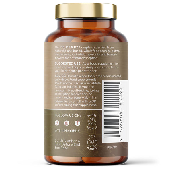 Vitamin D3, D2, K2 - High Strength, Wholefood & Plant Based