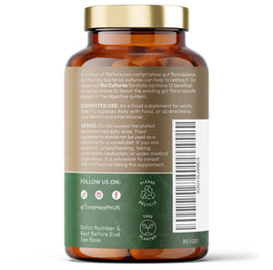 Bio Cultures – Digestive Support - 55 Billion CFU - Stomach Acid Resistant - Advanced Multi-Strain Probiotics Complex