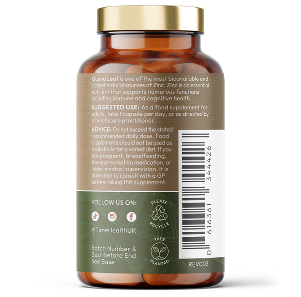 Organic Guava Leaf Extract – 20mg Natural Zinc – Immunity & Hormone Support