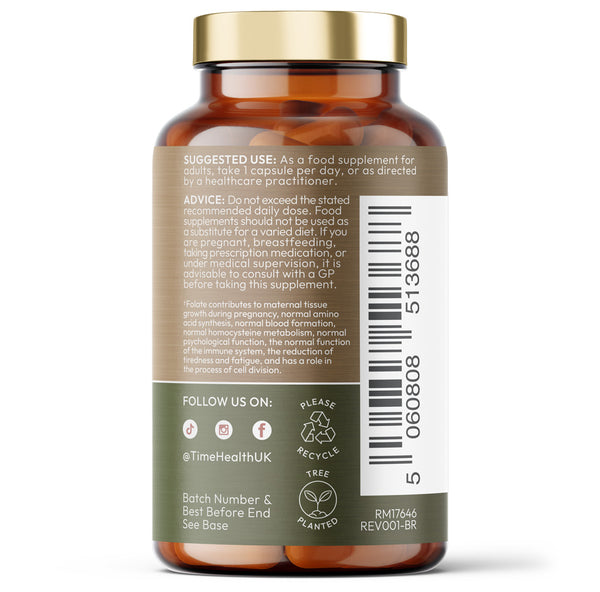 Methyl Folate - 400μg - Quatrefolic® - Active Folic Acid - 120 Capsules