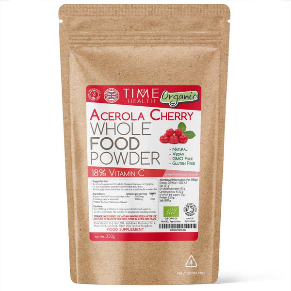 Acerola Cherry Powder – Soil Association Approved Certified ORGANIC Powder Natural Vitamin C of 18%