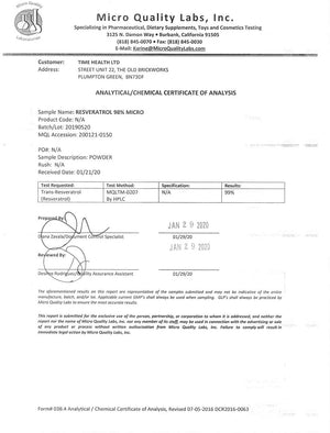Resveratrol - 98% Micronized - Optimum Bioavailability