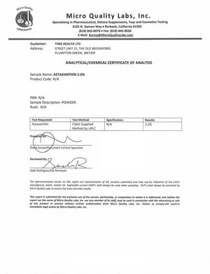 Analytical/Chemical Certificate of Analysis from Micro Quality Labs, Inc.