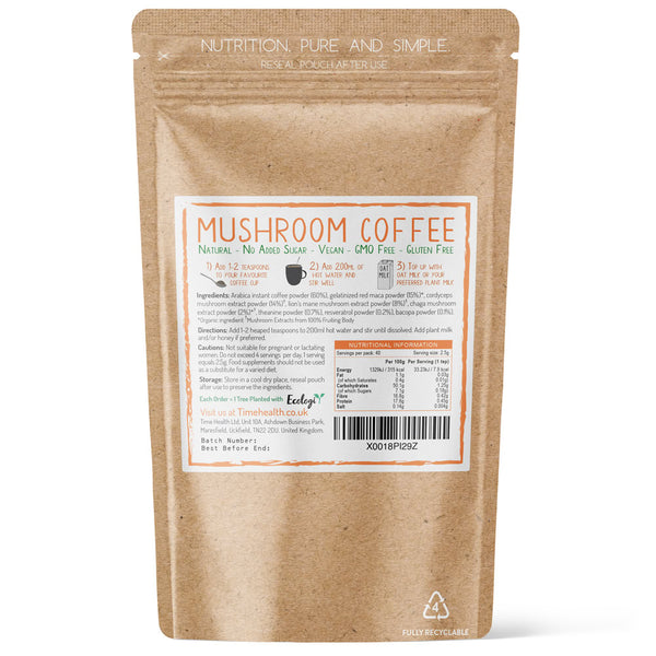 Mushroom Coffee - With Adaptogens - Natural Energy & Focus