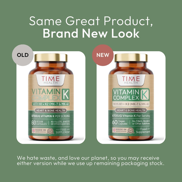 Vitamin K Complex - Active Forms K1 + K2 (MK-7 & MK-4) - 6700μg per Serving - Heart & Bone Health - 60 Capsules
