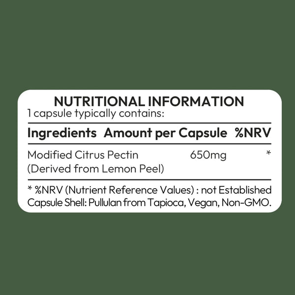 Modified citrus pectin from Lemon Peel 650mg per capsule