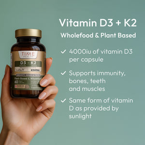 Vitamin D3 (4000IU) + K2 (100UG) - High Strength - Wholefood & Plant Based | Hover