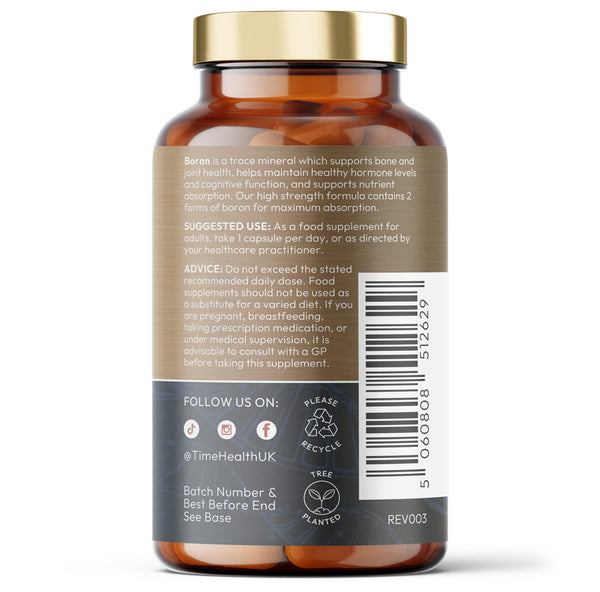 Boron - 10mg Optimal Strength - Cognitive, Osteo & Hormone Health - Supplement - 120 Capsules