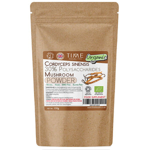 Organic Cordyceps Sinensis Mushroom Extract - 100g Powder - EU Grown - 30% Polysaccharides - Dual Extracted - Zero Additives (100g Powder Pouch)