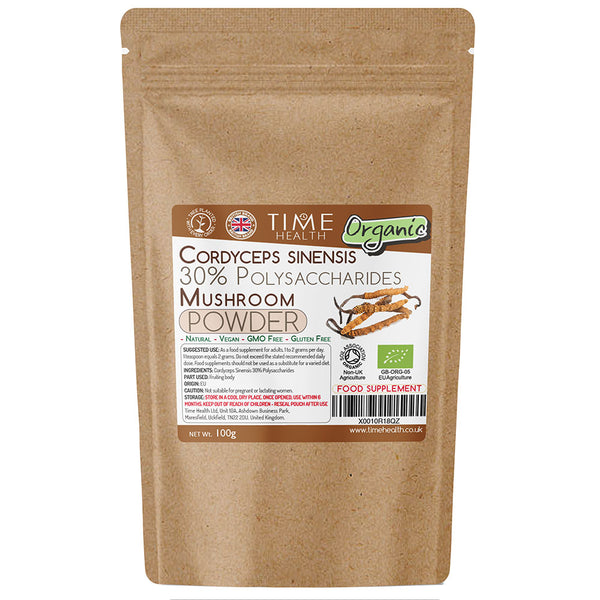 Organic Cordyceps Sinensis Mushroom Extract - 100g Powder - EU Grown - 30% Polysaccharides - Dual Extracted - Zero Additives (100g Powder Pouch)
