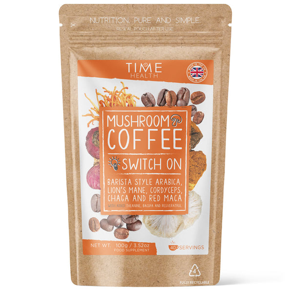Mushroom Coffee (Instant) – High Strength – Arabica Coffee, Lion’s Mane, Cordyceps, Chaga, Maca, L-Theanine, Bacopa & Resveratrol Natural Energy & Focus