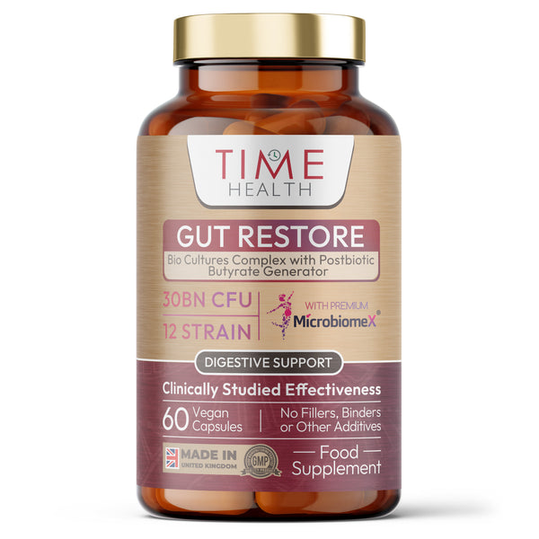 Gut Restore – 12 Strain Probiotic & Postbiotic Butyrate Generator – MicroBiomeX