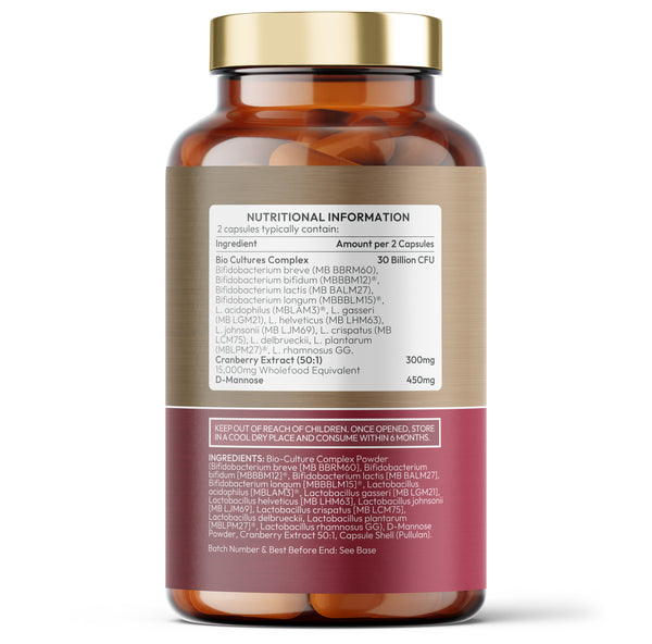 Intimate Flora - Vaginal Microbiome & UTI Support - Probiotics, Cranberry, D-Mannose