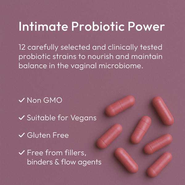 Intimate Probiotic Power

12 carefully selected and clinically tested
probiotic strains to nourish and maintain
balance in the vaginal microbiome.

hover
