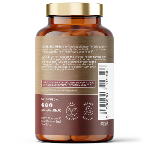 Iron Bisglycinate - High Strength 24mg Iron Plus Natural Vitamin C - Energy & Immune Support