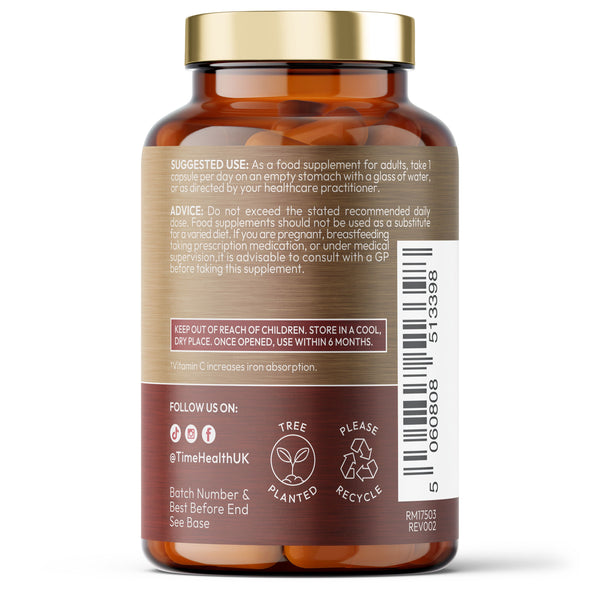 Iron Bisglycinate - High Strength 24mg Iron Plus Natural Vitamin C - Energy & Immune Support