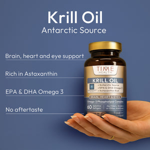 Time Health Antarctic Krill Oil - Rimfrost® - Omega-3 EPA/DHA, Phospholipids & Astaxanthin | Hover