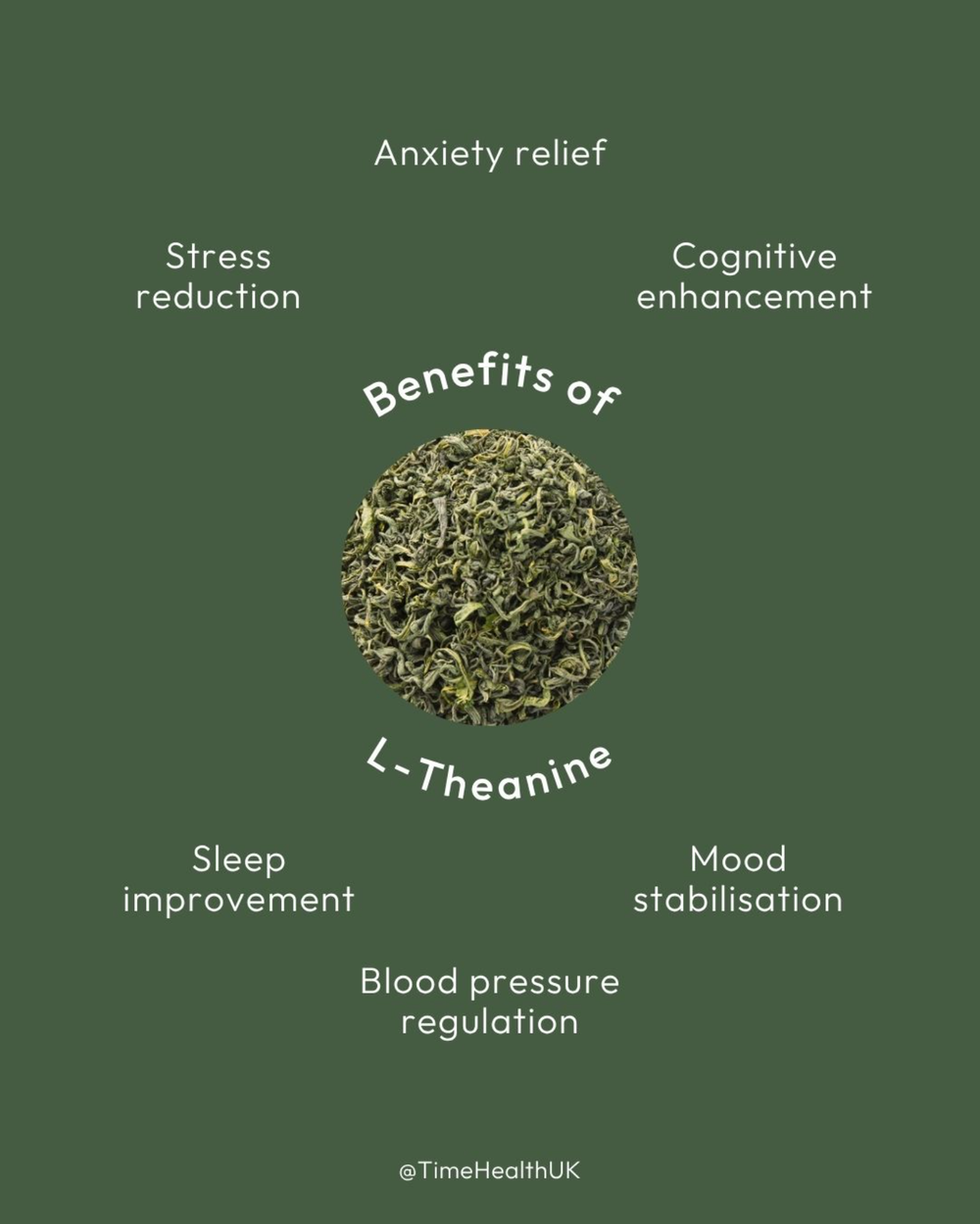 L-Theanine is a naturally occurring amino acid found in tea leaves, known for its calming properties without causing drowsiness. Research suggests it may support stress reduction, cognitive function, and sleep quality, while also contributing to mood regulation and blood pressure control. 