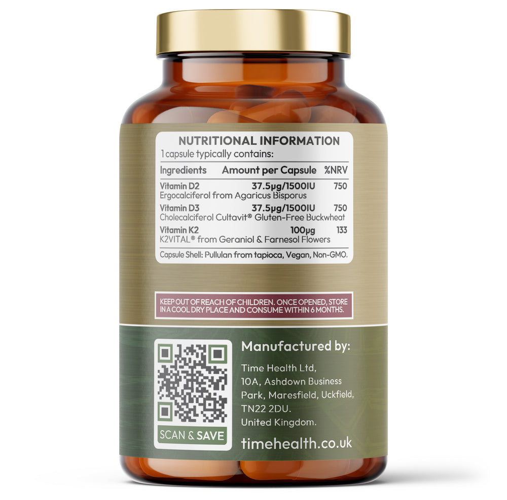 Vitamin D3, D2, K2 - High Strength, Wholefood & Plant Based