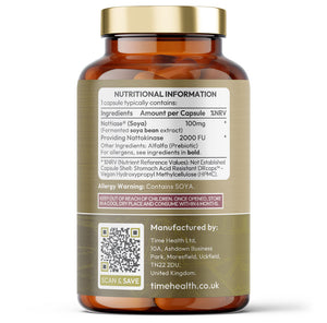 Time Health Nattokinase bottle with nutritional information label on a white background