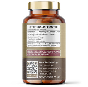 Lions Mane (Hericium Erinaceus‎) High Strength 50% Polysaccharides / 30% Beta 1,3/1,6 D Glucan - Capsules - Lion's Mane High Strength