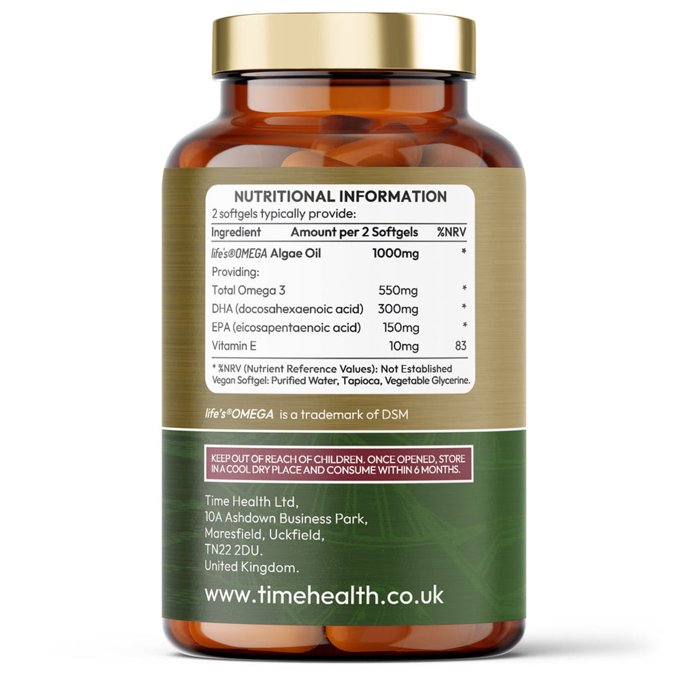 Vegan Omega 3 – EPA & DHA from Algae Oil – Heart, Brain & Eye Health